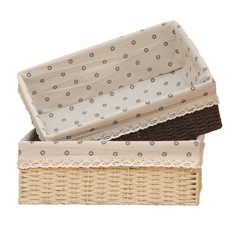 Fabric-Lined Woven Storage Basket