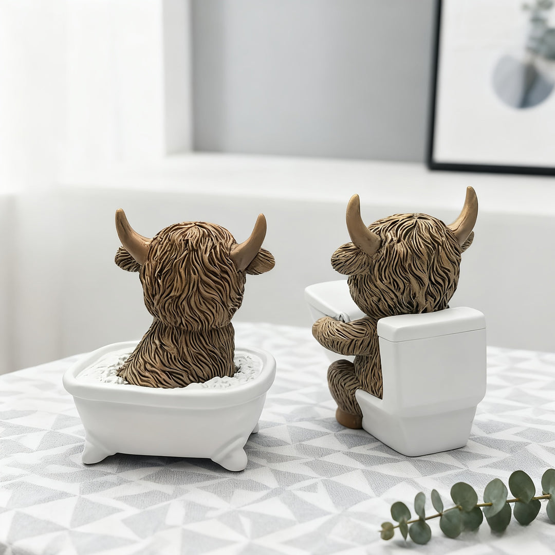 Whimsical Highland Cow Bath Figurine