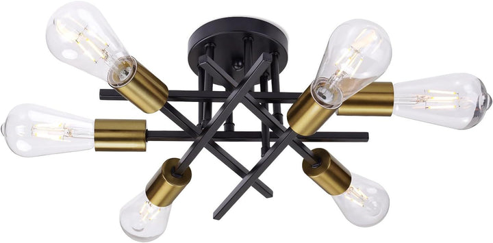 Modern Industrial Crossbar Four-Light Semi-Flush Ceiling Light