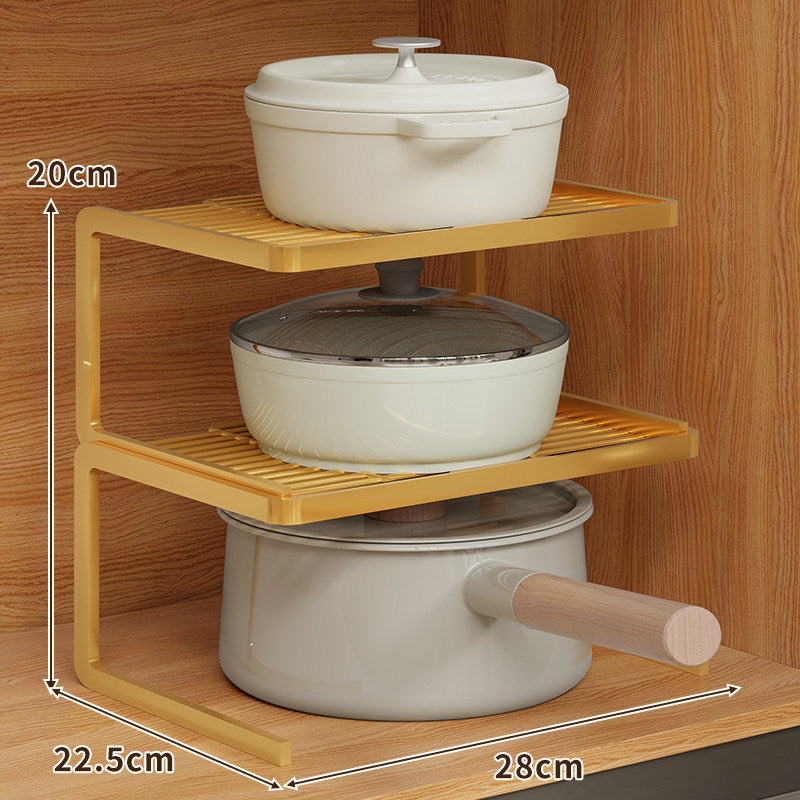 Double-Level Compact Cabinet Pot and Lid Organizer Shelf