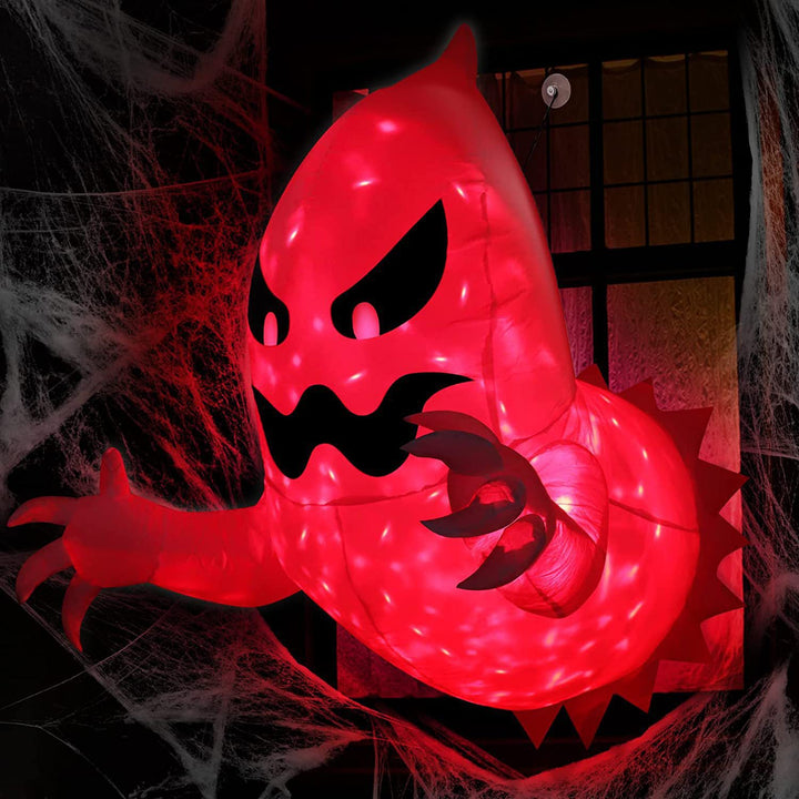 Inflatable hanging Halloween ghost window decoration with LED lights and suction cup holder