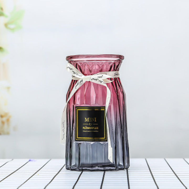 Geometric Patterned Glass Flower Vase