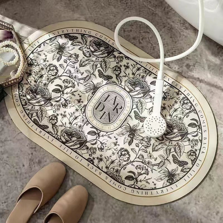 Elegant Floral Design Bath Mat