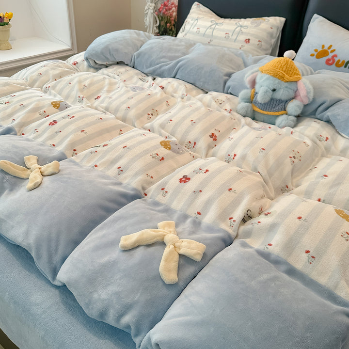 Soft Flannel Checkered Duvet Cover Set