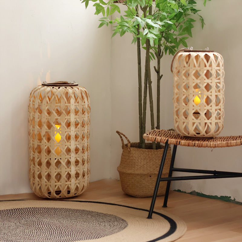 Elegant lantern made of handwoven natural material