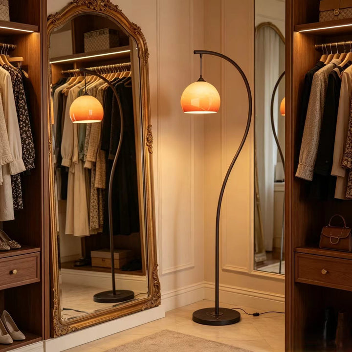 Arc floor lamp with dome shade