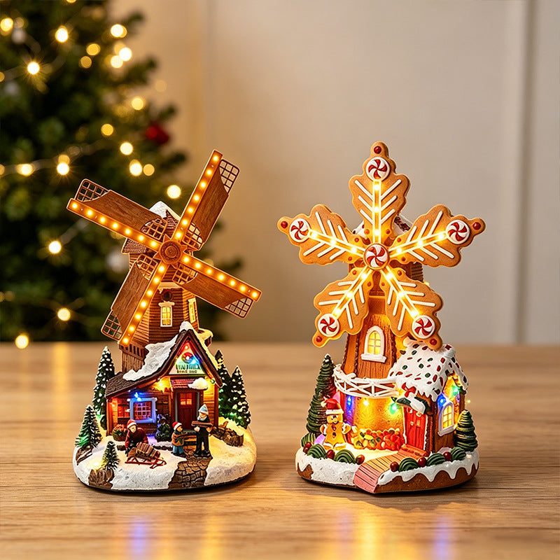 Illuminated Windmill Decor