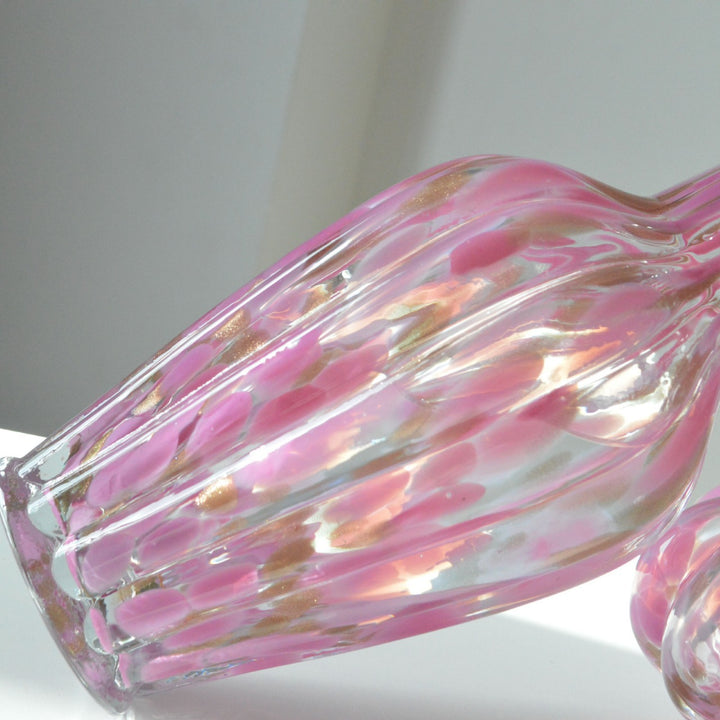 Hand-Blown Ruffled-Lip Iridescent Bulb Vase