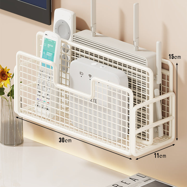 Wall-Mounted Ventilated Router and Remote Storage Basket