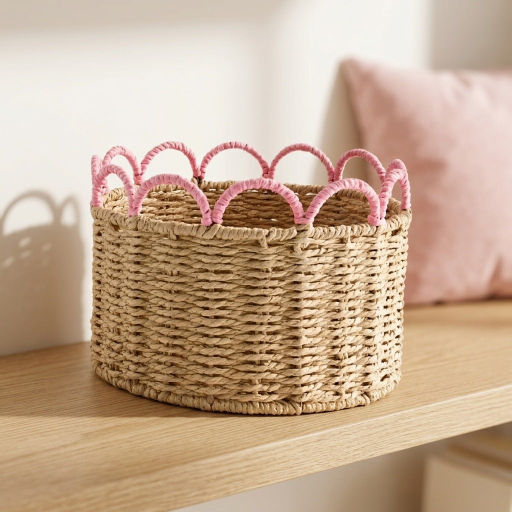 Decorative storage basket with wave pattern