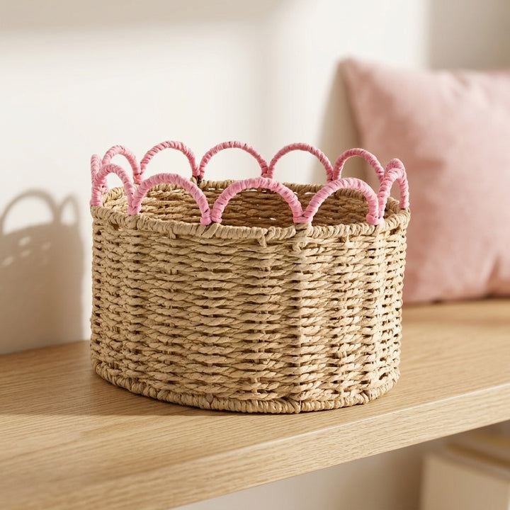 Decorative storage basket with wave pattern