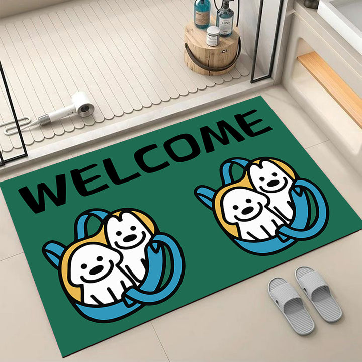 Cartoon Dog-Themed Welcome Mat