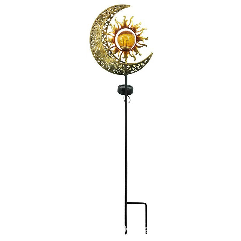 Solar-powered Filigree Crescent Stake Lantern