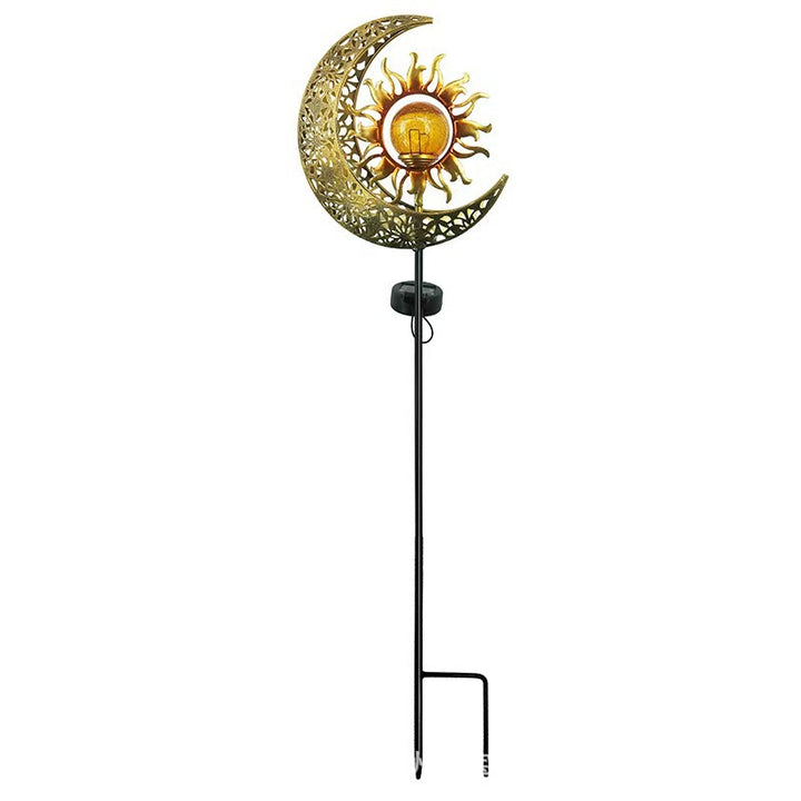 Solar-powered Filigree Crescent Stake Lantern