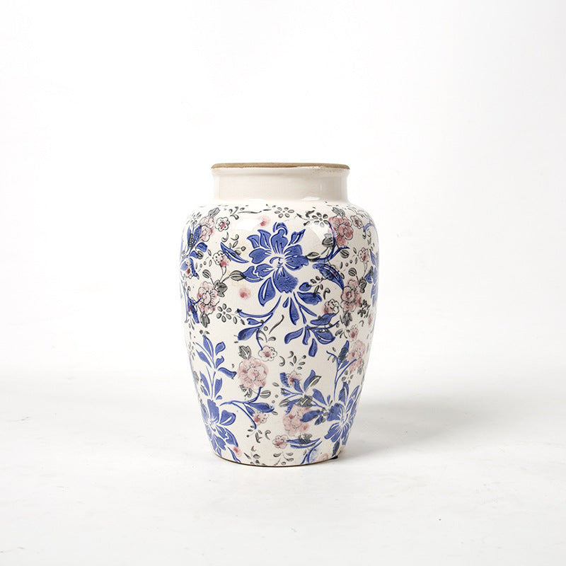 Floral Ceramic Vase with Artistic Design