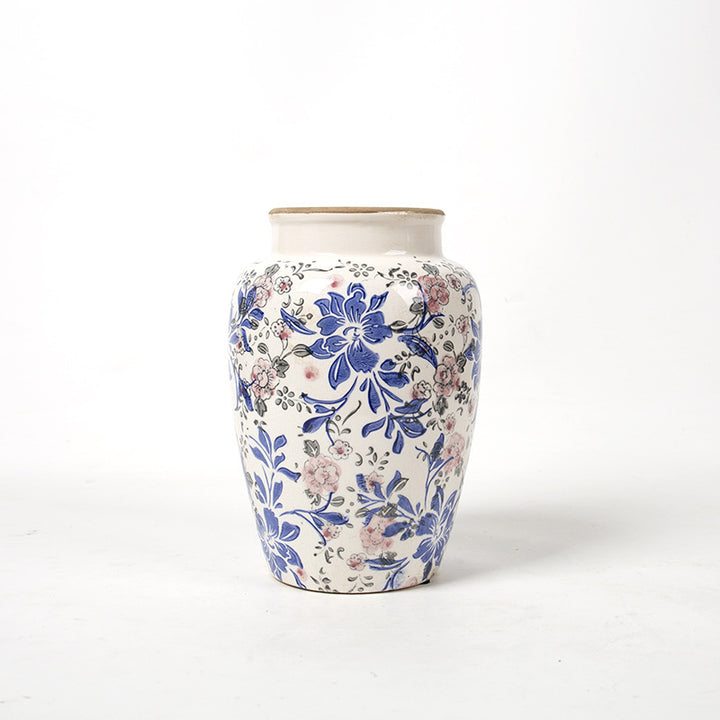 Floral Ceramic Vase with Artistic Design