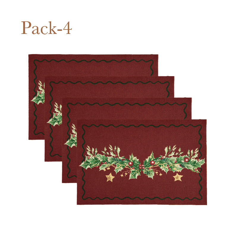 Christmas doormat with lettering and holly motif