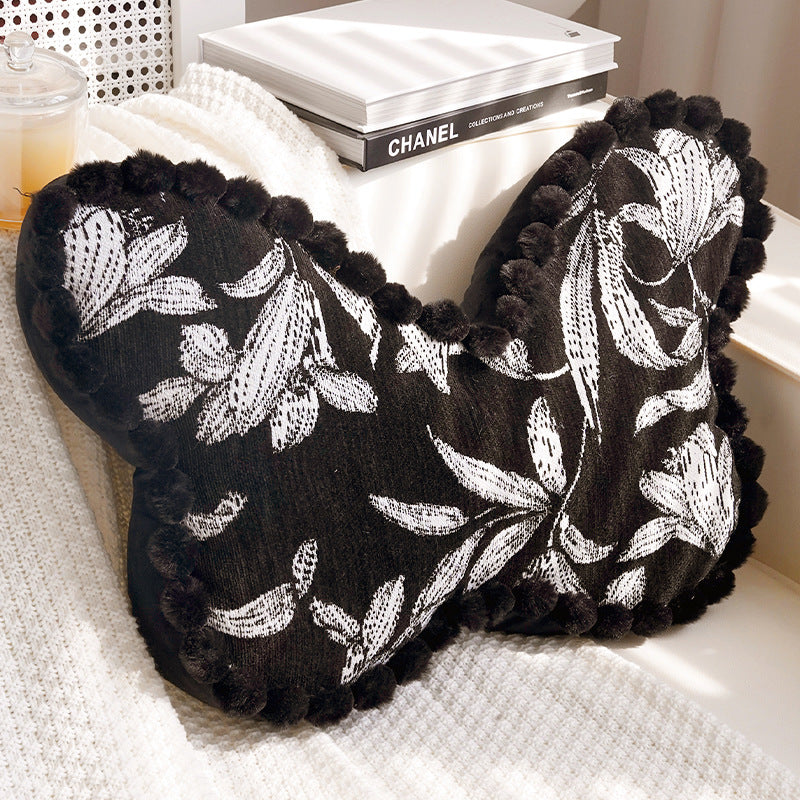 Artistic Floral Butterfly Shaped Throw Pillow