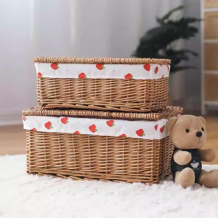 Cute storage basket with strawberry pattern