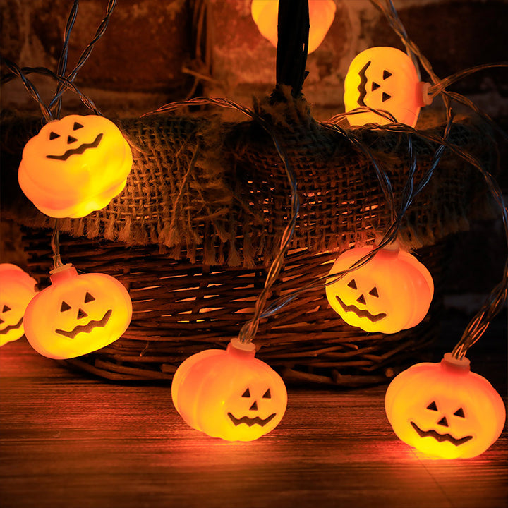Amber Glass Skull Micro-LED String Lights on Clear Copper Wire