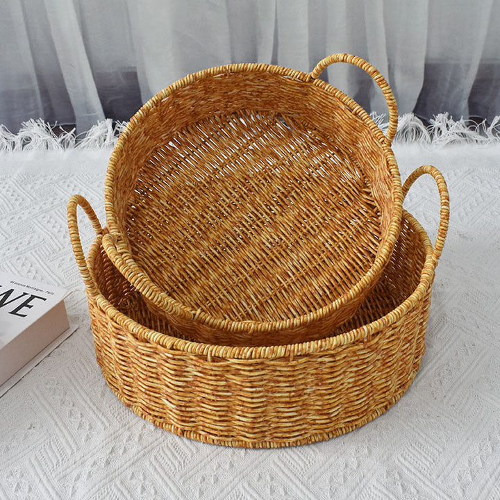 Handwoven Natural Rattan Storage Baskets Set