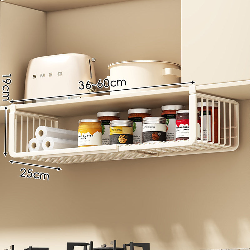 Under-Shelf Sliding Wire Storage Basket with Quick-Clip Mounts