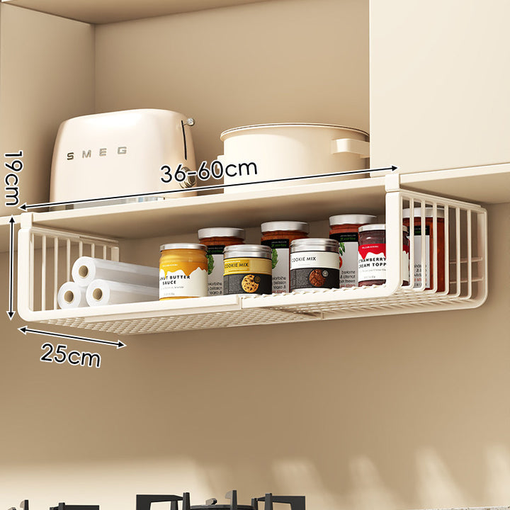 Under-Shelf Sliding Wire Storage Basket with Quick-Clip Mounts