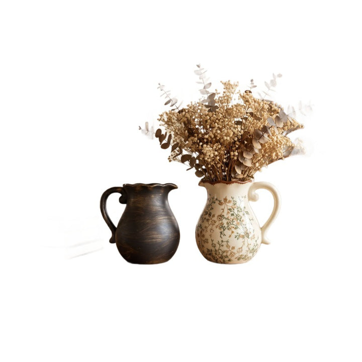Elegant ceramic jug with floral patterns