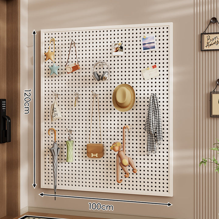 Wall-Mounted Perforated Pegboard Organizer Panel with Metal Frame