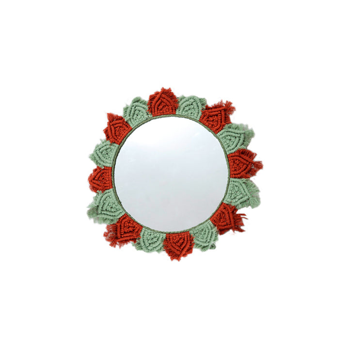 Wall mirror with decorative macrame frame