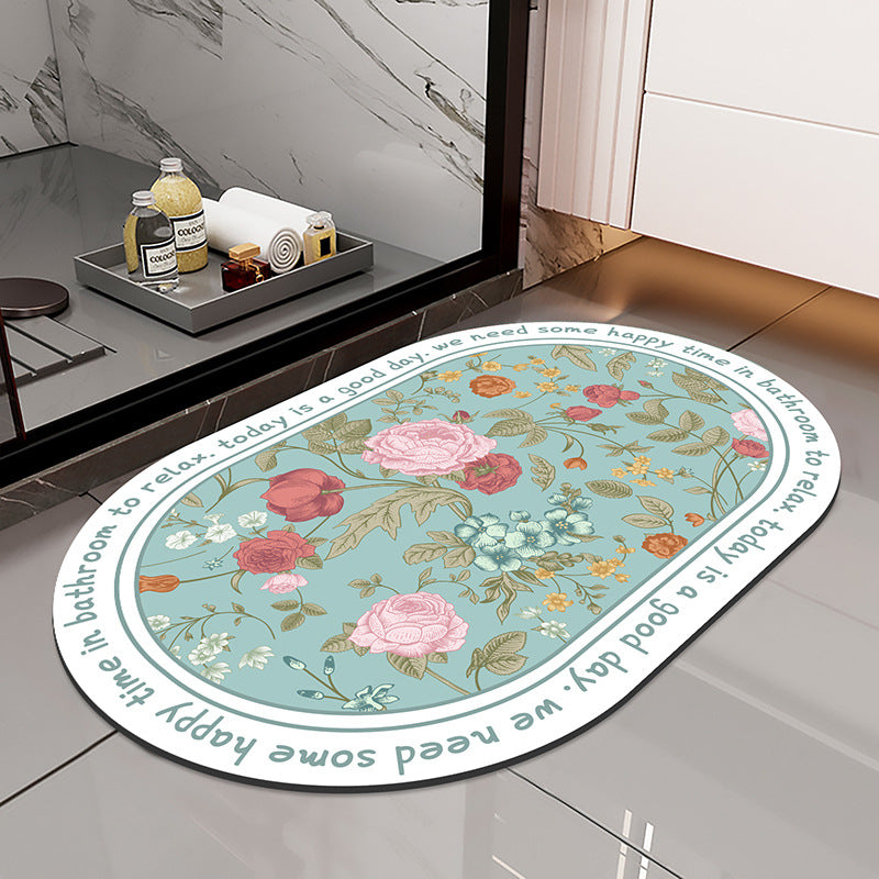 Floral-Themed Non-Slip Bath Mat for Bathroom