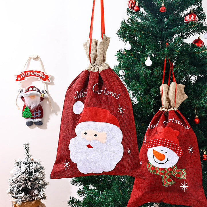Festive Christmas gift sack with snowman motif