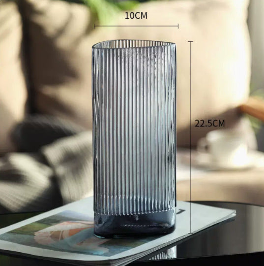 Stylish Vertical Striped Glass Vase