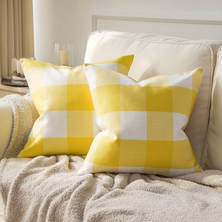 Buffalo Check Cotton Canvas Square Throw Pillow Covers Set
