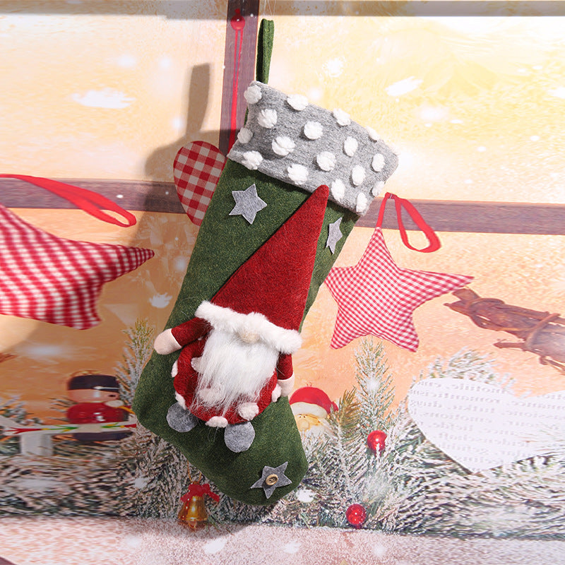 Cute Christmas stocking with gnome motif