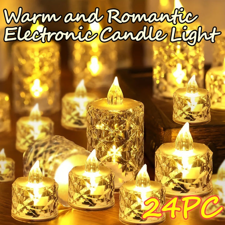 Flameless Crystal Faceted LED Tealight Candle Set