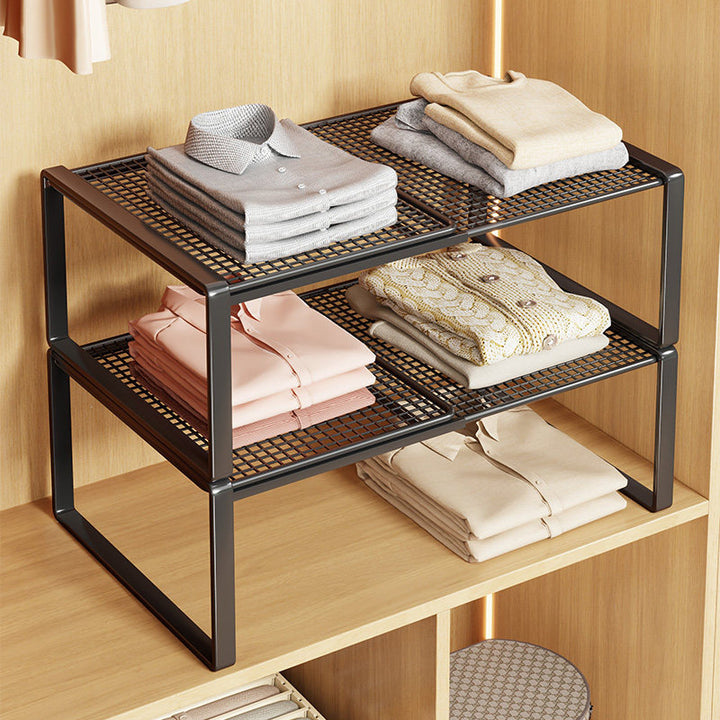 Adjustable Expandable Metal Mesh Shelf Riser for Closet and Wardrobe