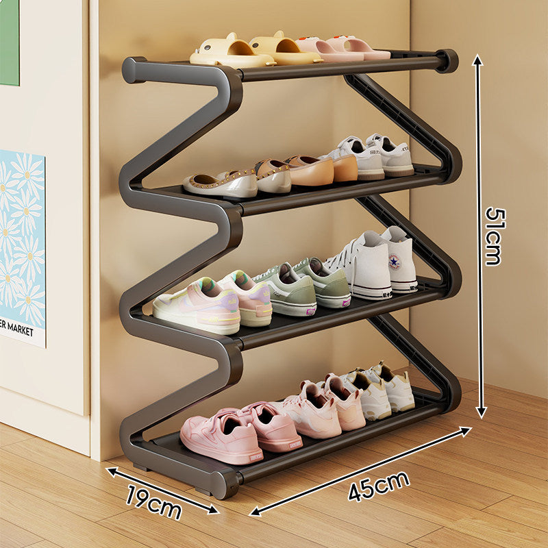 Compact Z-Shaped Multi-Tier Space-Saving Shoe Rack Organizer