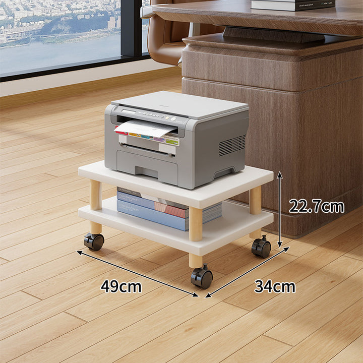 Compact Mobile Tiered Wooden Printer Stand with Swivel Casters