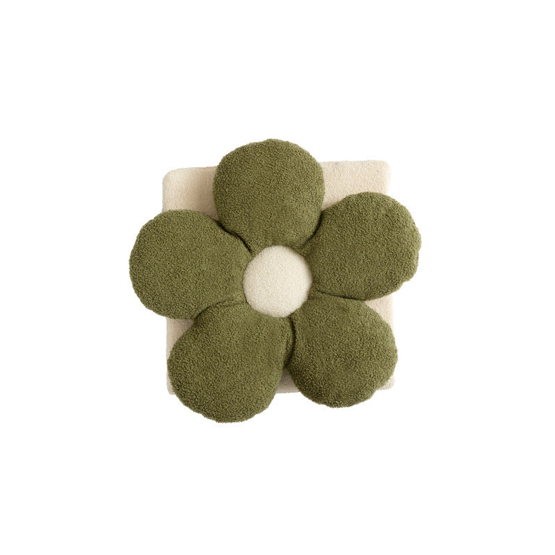 Ergonomic flower seat cushion made of bouclé teddy for chair and stool