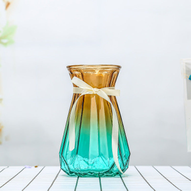 Geometric Patterned Glass Flower Vase