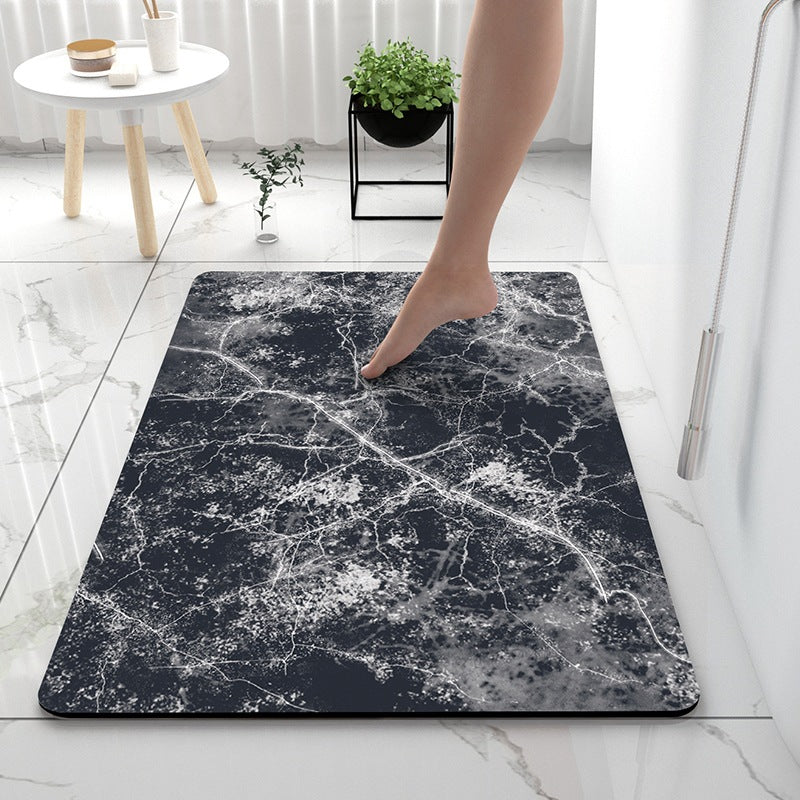 Soft Print Abstract Marble Bath Mat