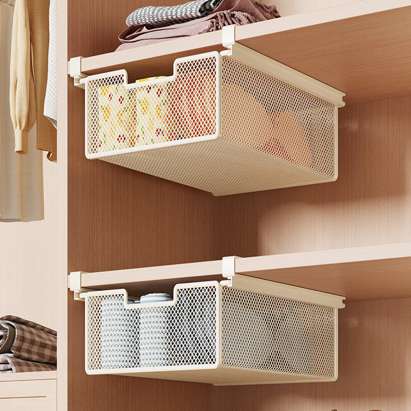 Retractable Under-Shelf Wire Mesh Drawer for Closet Organization