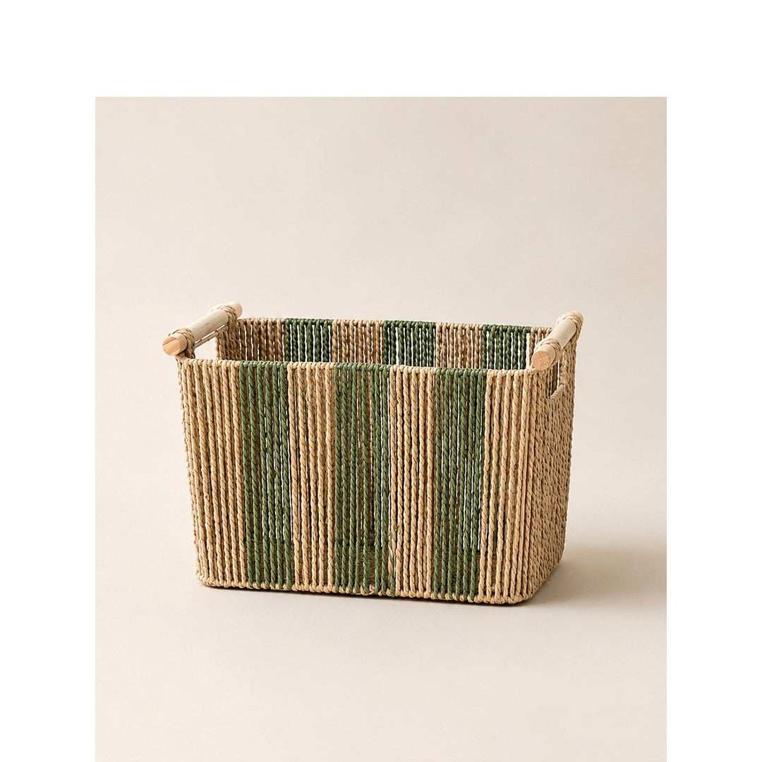 Elegant storage basket with sturdy handles