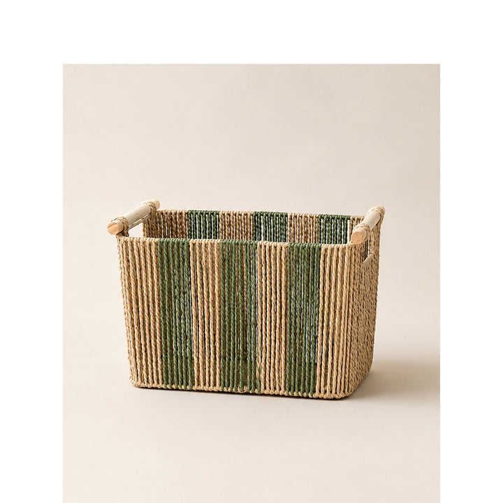 Elegant storage basket with sturdy handles