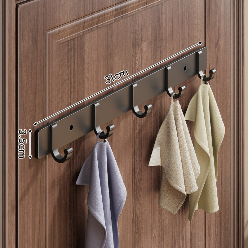 Wall-Mounted Slim Metal Multi-Hook Rack with Curved Hooks and Concealed Mount