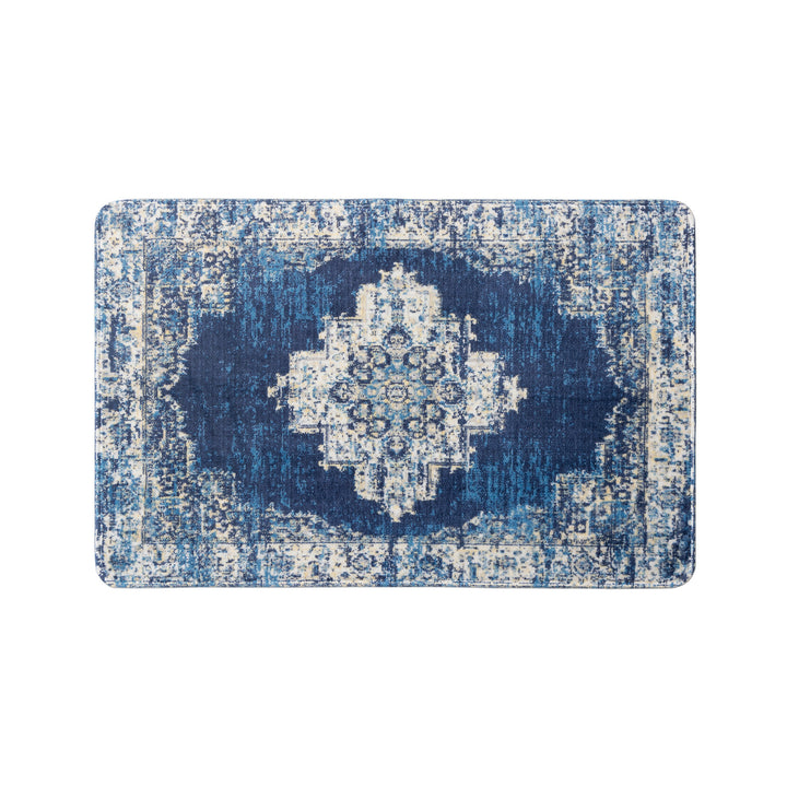 Oriental rug in Persian medallion style, machine-knotted short pile rug