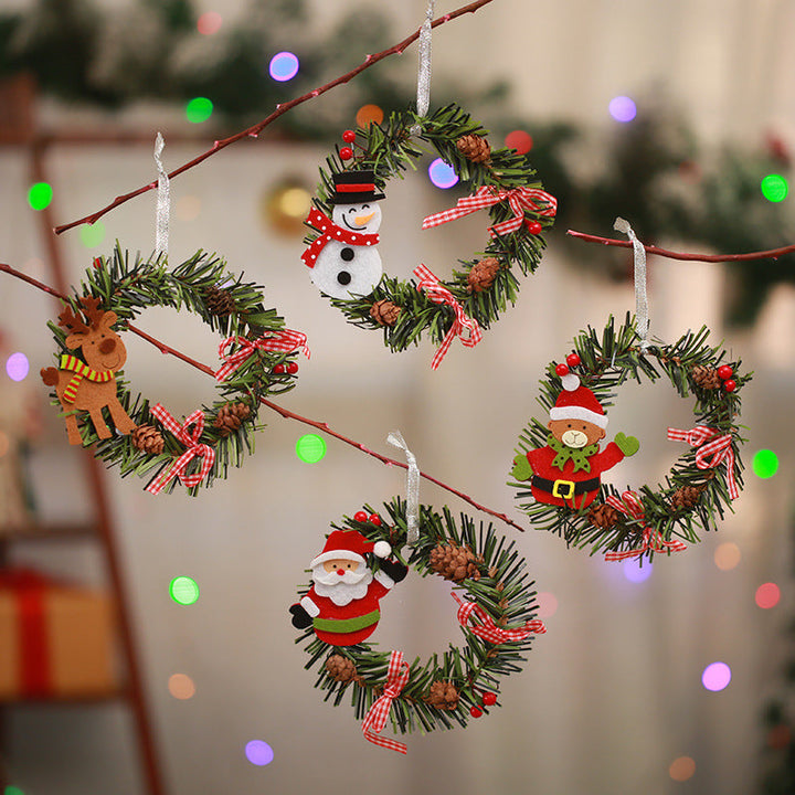 Festive Pine Cone Wreath with Reindeer Decoration