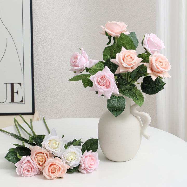 Artificial Silk Rose with Leaves