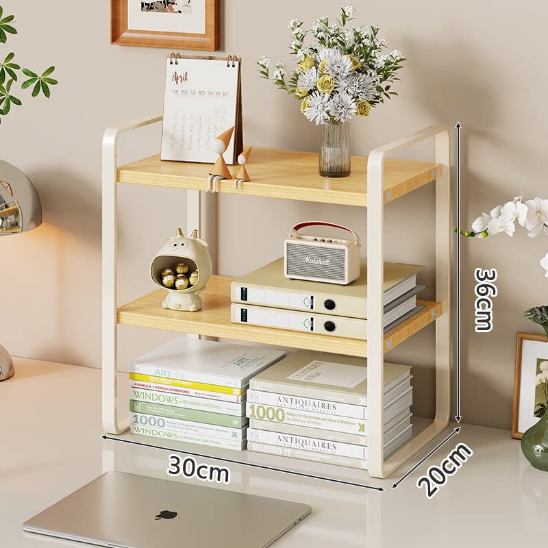 Compact Metal Stacked Desk Shelf Organizer with Open Frame Elevated Display